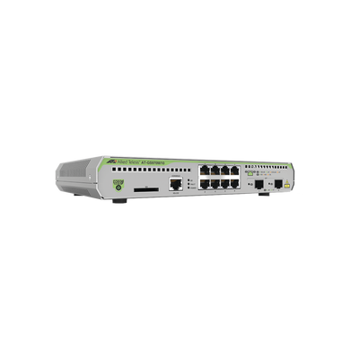 Switch Administrable CentreCOM GS970M, Capa 3 de 8 Puertos 10/100/1000 Mbps + 2 puertos SFP Gigabit