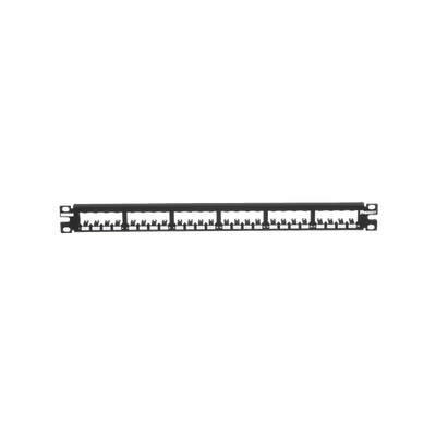 Panel de Parcheo Modular Mini-Com (Sin Conectores), Plano, Totalmente Blindado, de 24 puertos, 1UR