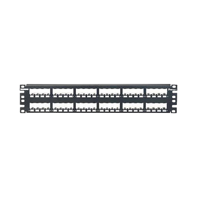 Panel de Parcheo Modular Mini-Com (Sin Conectores), Plano, Totalmente Blindado, de 48 puertos, 2UR