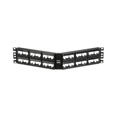 Panel de Parcheo Modular Mini-Com (Sin Conectores), Angulado, Sin Blindaje, Con Etiqueta y Cubierta, de 48 puertos, 2UR