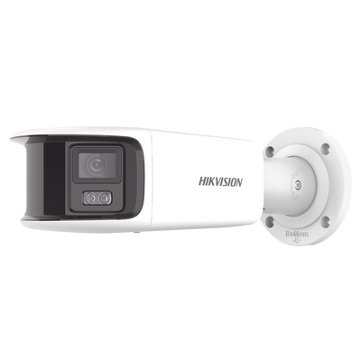 [ PROTECCIÓN ACTIVA ] Bala IP Panorámica 8 Megapixel / 180° / Lente 4 mm / Imagen a Color 24/7 / PoE / WDR 130° / IP67 / ACUSENSE / Protección Activa (Luz Estroboscópica y Alarma Audible) / 40 mts Luz Blanca / MicroSD