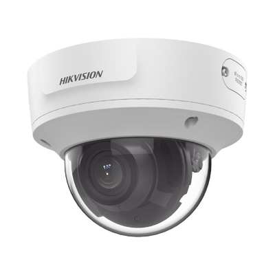 Domo IP 5 Megapixel / Lente Mot. 2.7 a 13.5 mm / 40 mts IR EXIR / Filtro de Falsas Alarmas / Detección de Cuerpo Humano y Vehículos / IP67 / IK10 / WDR 120 dB / PoE+ / Audio y Alarmas / MicroSD