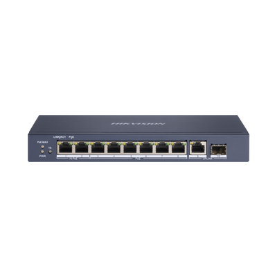 Switch PoE+ / No Administrable / 6 Puertos 10/100 Mbps PoE+ / 2 Puertos 10/100 PoE++(90 W) / 1 Puerto 10/100/1000 Uplink + 1 puerto SFP / PoE hasta 250 metros /  110 W