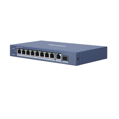 Switch Gigabit PoE+ / No Administrable / 8 Puertos 10/100/1000 Mbps PoE+ / 1 Puerto 10/100/1000 Mbps de Uplink + 1 Puerto SFP /  110 W