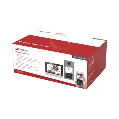 Kit de Videoportero IP PoE Estandar con llamada a App de Smartphone (Hik-Connect) / Apertura con tarjeta MIFARE / Frente de calle IK08 & IP65 / Soporta 2 puertas