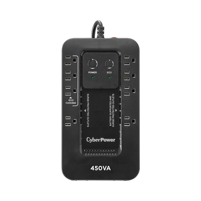 UPS de 450 VA/260 W, Topología Standby con Modo Ahorrador ECO, Entrada 120 Vca NEMA 5-15P, Con 8 Tomas NEMA 5-15R