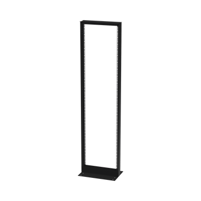 Rack de 2 Postes, Doble Perforación, Estándar 19", 42 Unidades, Fabricado en Acero, Base "L" para Anclar a Piso.