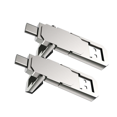 Kit de 2 Memorias USB Dual de 128GB / USB-C y USB-A / Transferencia de Alta Velocidad / Metálica / Compatible con Dispositivos Móviles, Windows, Mac y Linux