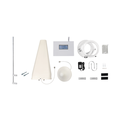 Kit Amplificador de Señal Celular 4G, 3G, 2G y VOZ, con Mástil Liviano de Pared. Soporta Múltiples Operadores, Dispositivos y Tecnologías Simultáneamente. Tribanda. Mejora la señal en interiores de Hasta 500 metro