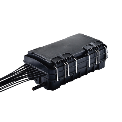 Caja de Distribución de Fibra Óptica para 24 Empalmes, con 16 acopladores SC/APC simplex, Exterior IP65, Color Negro