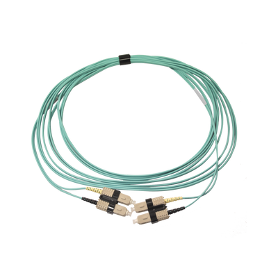 Jumper de Fibra Óptica Multimodo 50/125 OM3 XGLO, SC-SC Duplex, OFNR, Color Aqua, 5 Metros