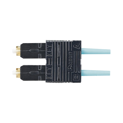 Conector de Fibra Óptica SC Duplex OptiCam, Multimodo 50/125 OM3/OM4, Pre-pulido, Color Aqua