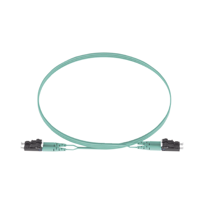Jumper de Fibra Optica Multimodo 50/125 OM3, LC-LC Duplex, OFNR (Riser), Color Aqua, 5 Metros