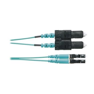 Jumper de Fibra Optica Multimodo 50/125 OM4, LC-SC Duplex, OFNR (Riser), Color Aqua, 3 Metros
