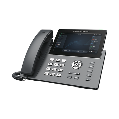Teléfono IP Wi-Fi, Grado Operador, 12 líneas SIP con 6 cuentas, pantalla táctil  7", puertos Gigabit, Bluetooth, PoE, codec Opus, IPV4/IPV6 con gestión en la nube GDMS