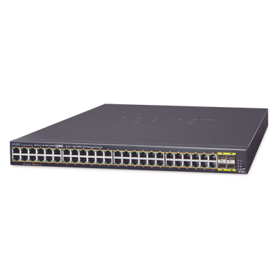 Switch Administrable de 48-Puertos 10/100/1000T 802.3at PoE + 4-Puertos 100/1000BASE-X SFP / 440W