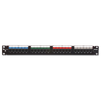 Patch Panel UTP HD6 de 24 puertos, Precargado con Jacks Categoría 6, Plano, 1UR