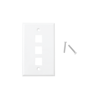 Placa de pared de 3 puertos, Keystone, Color Blanco