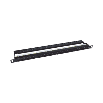 Panel de parcheo de impacto (110) sin blindaje de 24 puertos Cat6A con barra para organizar cable