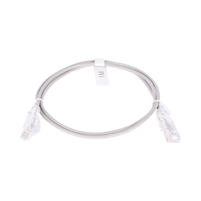 Cable de Parcheo Slim UTP Cat6 - 1 metro, Gris, Diámetro Reducido (28 AWG)