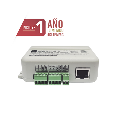 Comunicador DUAL ETHERNET + 4GLTEM/5G / 2 ENTRADAS Y 2 SALIDAS / Programación Remota / 1 Año de servicio GRATIS