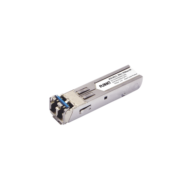 Transceptor Industrial, SFP de 10 GHz, Conector LC, Fibra Multimodo, Hasta 300 m, Soporta temperaturas de -40 a 85°C.