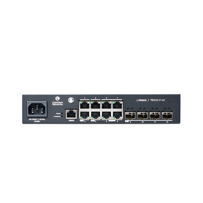 Switch cnMatrix TX1012-AC-P PoE Ideal para WISP  / 8 Puertos Gigabit PoE + 4 SFP+ / PoE Budget 200W /Capa 2 y Capa 3 / Gestión Gratuita Desde la Nube / cnMaestro X Gratis