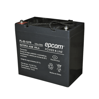 Batería de respaldo para equipo electronic / UL / 12V @ 55 Ah / Tecnología AGM-VRLA / Retardante a la flama / Uso en: Aplicaciones fotovoltaicas / Terminales tipo M6.