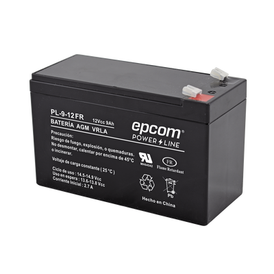Batería de Respaldo para equipo electrónico / UL / 12V @ 9 Ah  / Tecnología AGM-VRLA / Retardante a la flama / Uso en : Alarma de intrusión / Incendio / Control de acceso / Video Vigilancia / Terminales tipo T1 / T2