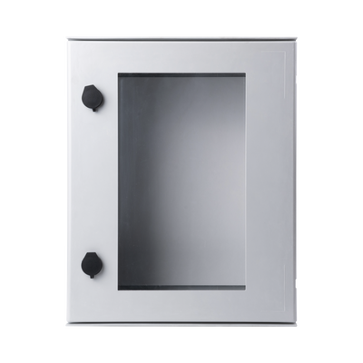 Gabinete de Poliéster IP65 Puerta Transparente, Uso en Intemperie (400 x 500 x 200 mm) con Placa Trasera Interior de Plástico (Incluye Chapa y Llave).