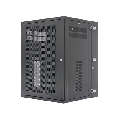 Gabinete PanZone de Montaje en Pared, de 19in, Puerta Ventilada, 18 UR, 635mm de Profundidad, Color Negro