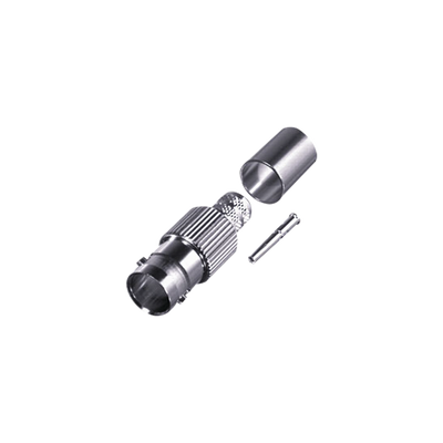 Conector BNC Hembra de 75 Ohm, Anillo Plegable para Cable RG-6/U, Níquel/ Oro/ Teflón.