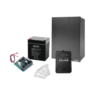 Kit con Fuente  ELK Products ( ELK624 ) con salida de 12 Vcc a 1 Amper, incluye transformador y batería de 4.5 Amper
