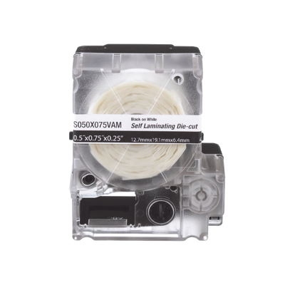 Casete de 200 Etiquetas Autolaminadas de 25.4 x 38.1 mm, para Cables de 3.1 a 7 mm de Diámetro, Área de Impresión Color Blanco