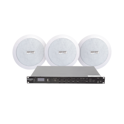 KIT de Amplificador de 120W para Rack SF120DTB | 3 Altavoces de Plafón de 5.5in SF-206P | 3.75 - 30W | Sistema 70/100V