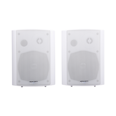 Altavoces de Montaje en Pared Activo 5"+1.5" | RMS 20W@8ohms y Pasivo 20W | Material ABS | Reja Metálica | Bracket de Metal | Color Blanco