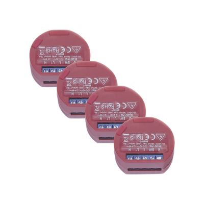 Kit de 4 / Relevador / Interruptor WIFI / Industrial y residencial Inteligente / Medidor de consumo / 16A / Soporta Google / Alexa / Nube P2P y control local / ideal para iluminacion