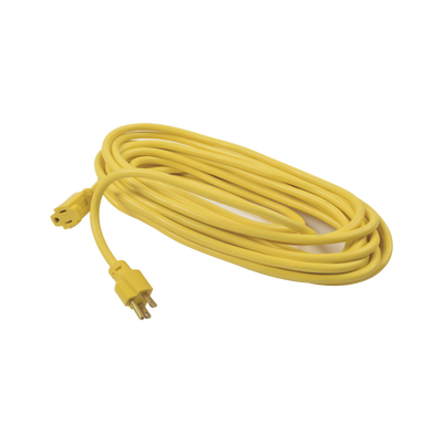 Extensión eléctrica de uso rudo aterrizada 10 metros, (127Vca/ 10A Máximo) clavija 3 patas con 1 salida Color Amarilla