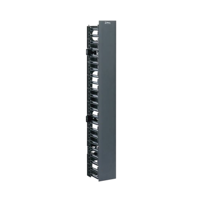 Organizador Vertical NetRunner, Sencillo (Solo Frontal), Para Rack Abierto de 45 Unidades, 4.9in de Ancho, Color Negro