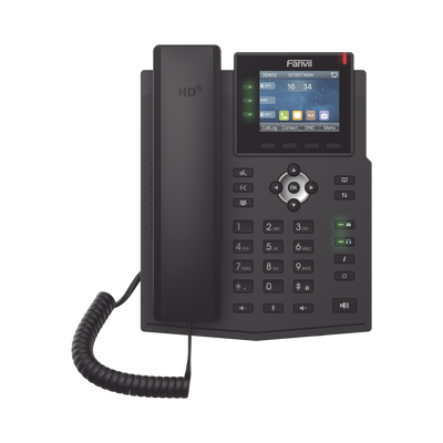 Teléfono IP Empresarial con Estándares Europeos, 6 lineas SIP con pantalla LCD a color, puertos Gigabit, IPv6, Opus y conferencia de 3 vías, PoE/DC